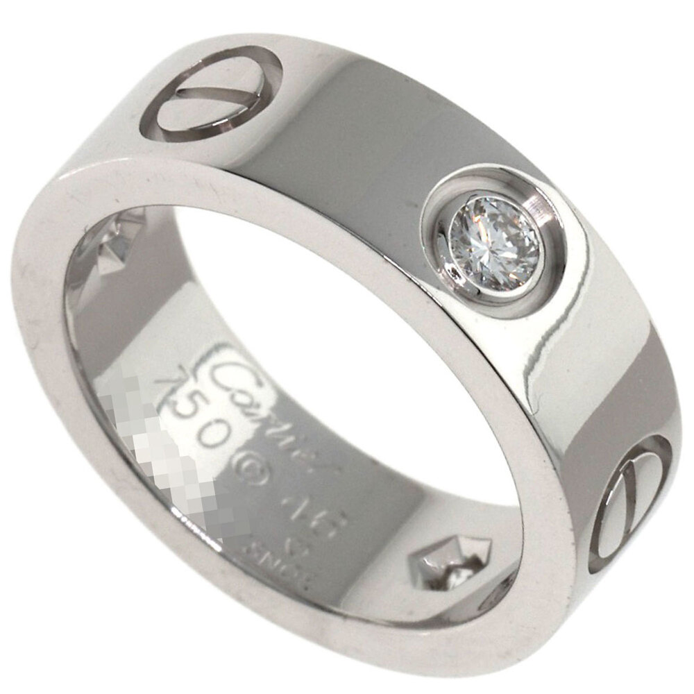 CARTIER Authentic 18k Silver Diamond Love Ring #46